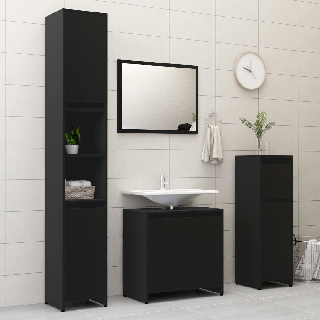 Maison Exclusive - Mobile da Bagno Nero 60x33x61 cm in Legno Multistrato - 5