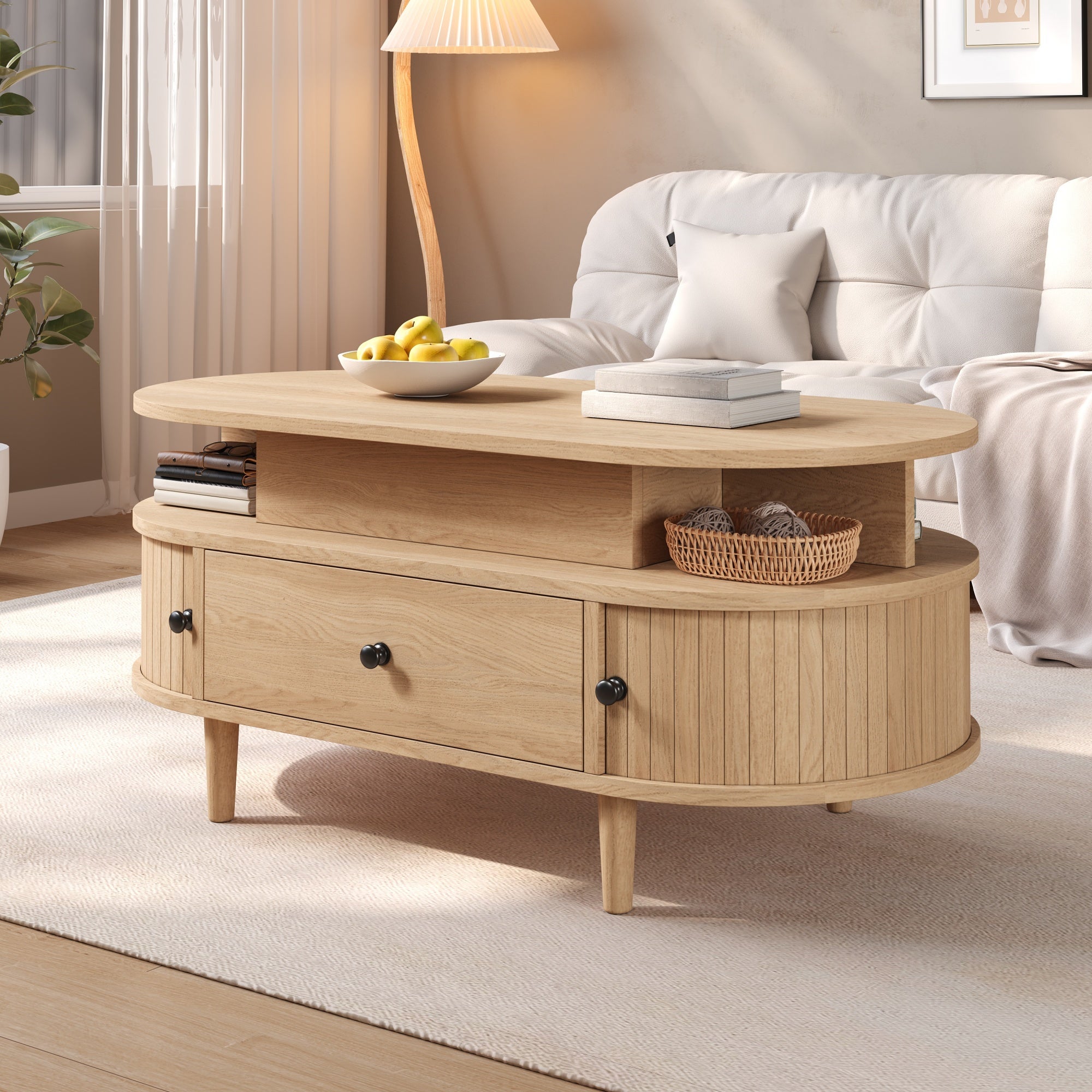 Table basse, 105 x 50 cm, avec tiroir, avec espace de rangement, en mdf ...