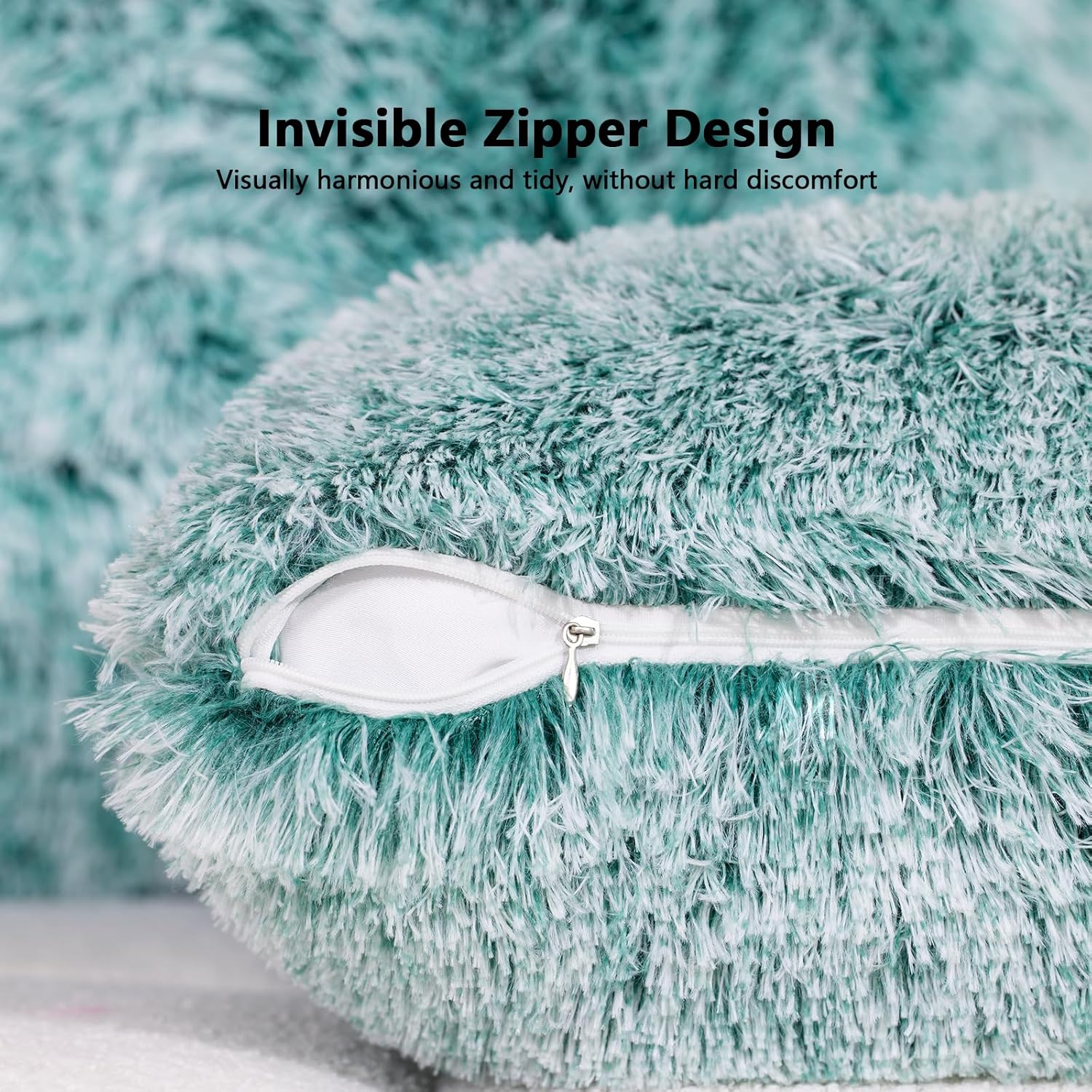 Lot de 2 Housses de Coussin 45x45 cm, Super Doux en Peluche, Housse de Coussin en Fourrure Artificielle pour Canapé et Chambre - 3