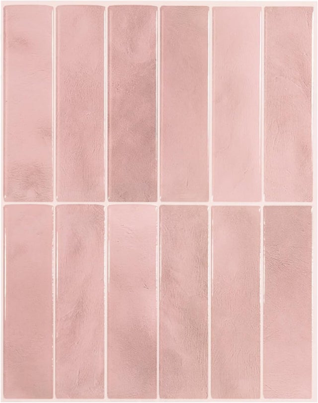 Adhesivo para salpicadero de cocina y baño, adhesivo para azulejos de pared, azulejos autoadhesivos rosas, juego de 5 láminas, 29 x 22,86 cm