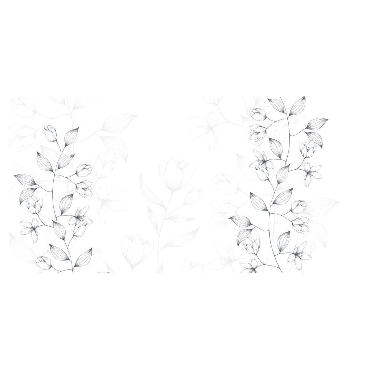 Carta da parati panoramica fiori rampicanti Bianco e nero 525x250cm - 2