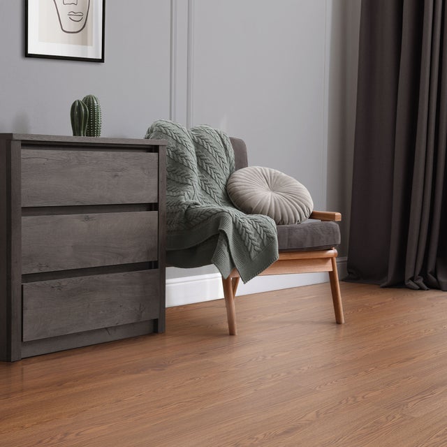 Revêtement de sol autocollant en PVC vinyle 11,15m²/80 planches 91,5 cm x 15,3 cm brun aspect chêne rouge antidérapant résistant à l'eau l'abrasion