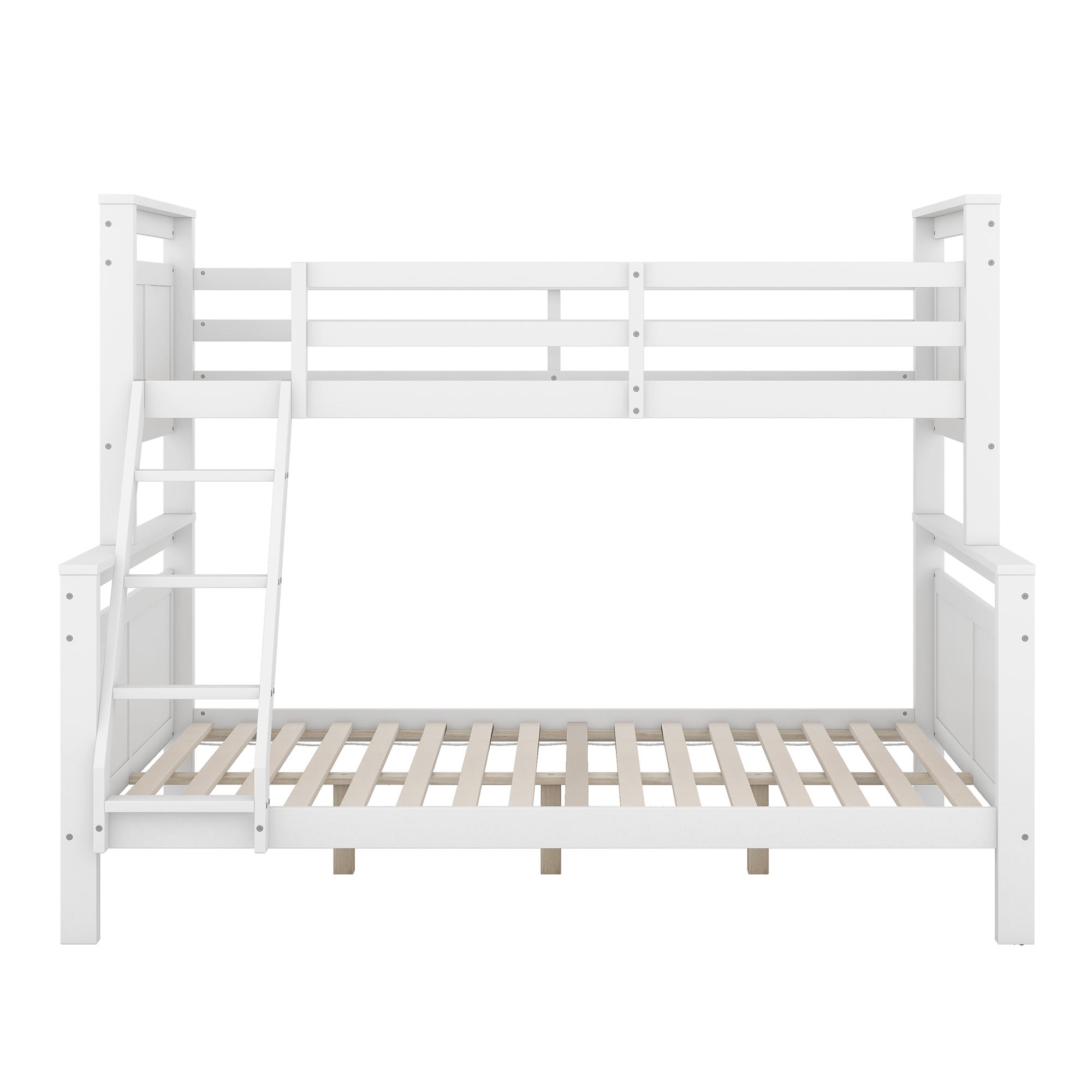 Lit superposé 3 places - 90 x 200 cm + 140 x 200 cm - Pin et MDF - Blanc - 6