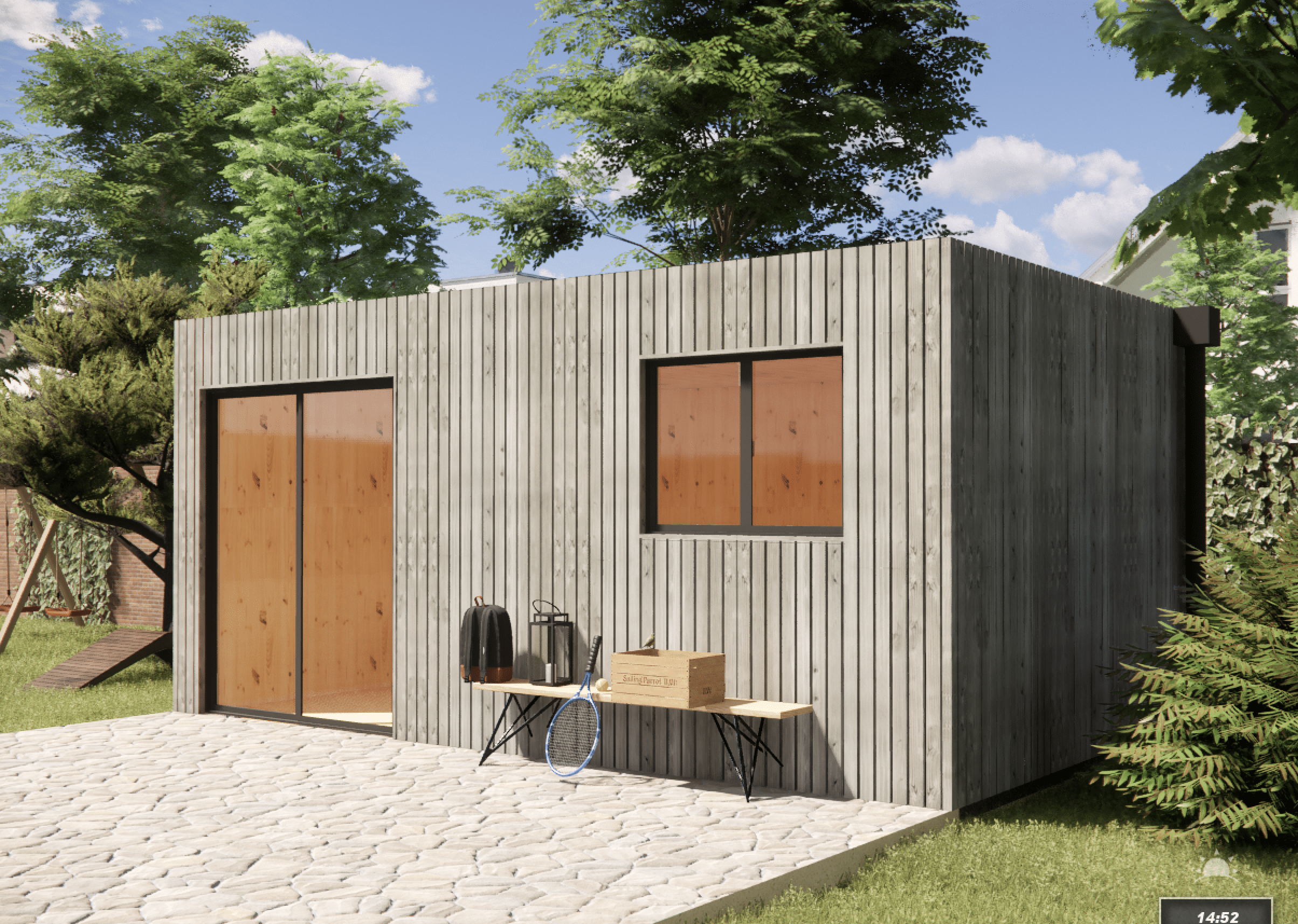 Bureau de jardin télétravail en bois 5,5 x 3,5 x 2,7 m avec plancher isolé - 6