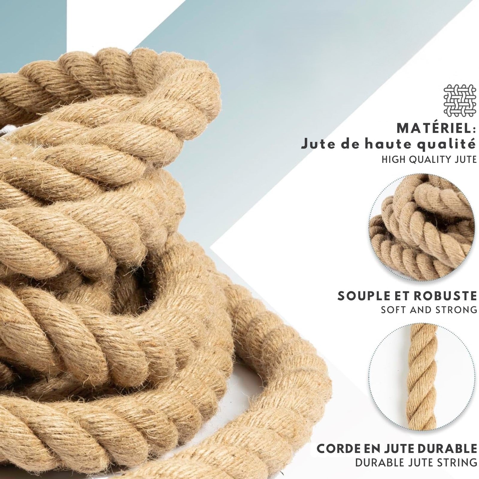 Corde en Jute Torsadée Arnold, Diamètre 20mm, 20 Mètres - 3