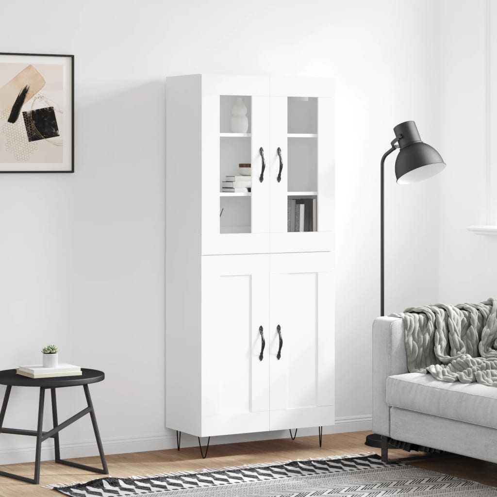 Buffet haut Blanc 69,5x34x180 Bois d'ingénierie - 2