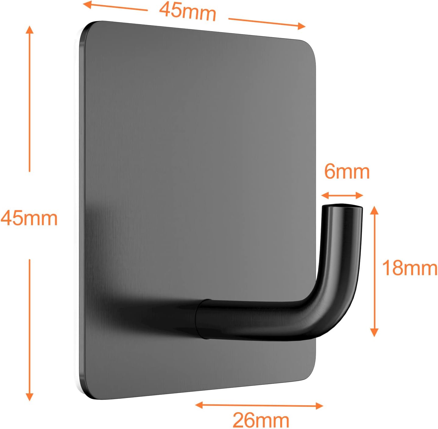 Ganci Autoadesivi Per Asciugamani – 6 Pezzi In Acciaio Inox, Senza Foratura, Per Bagno E Cucina (Nero, Design Elegante)