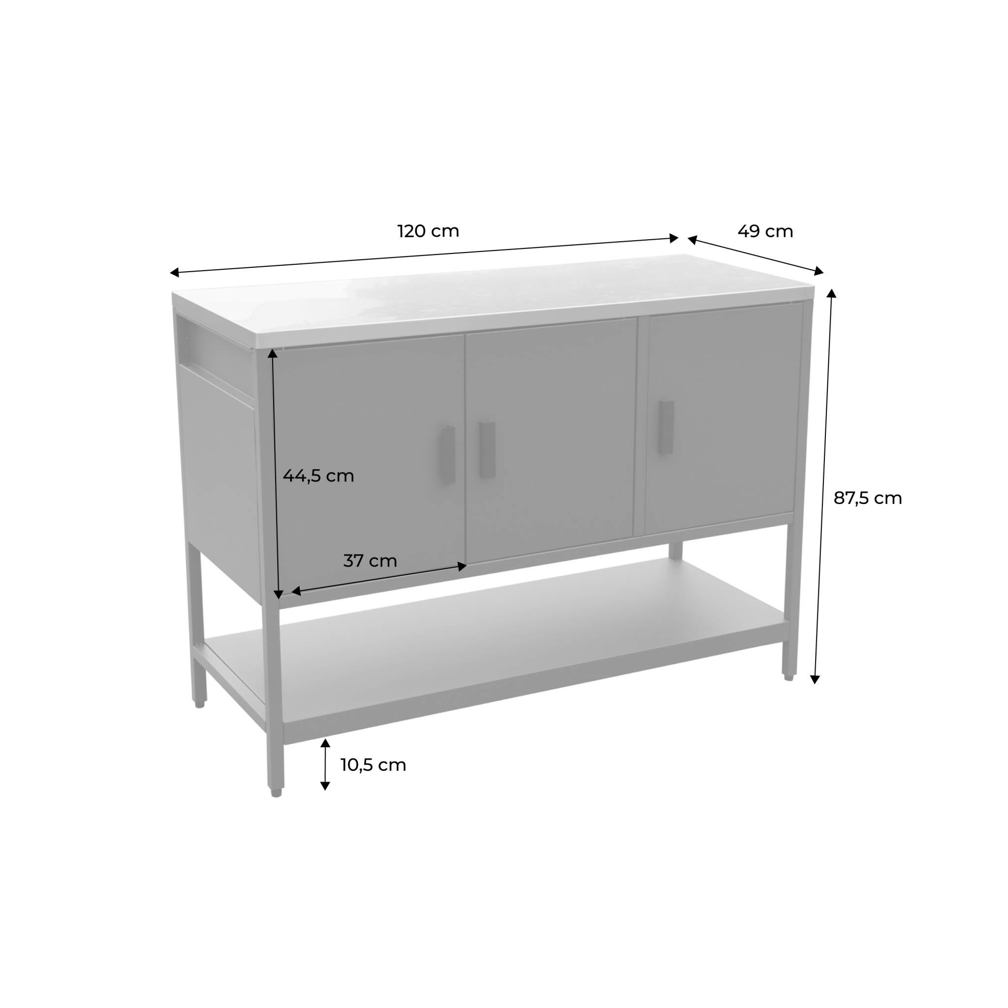Cozinha externa em aço 3 portas e 1 prateleira, 120cm, Naxos, Verde, 120x51x87 cm - 4