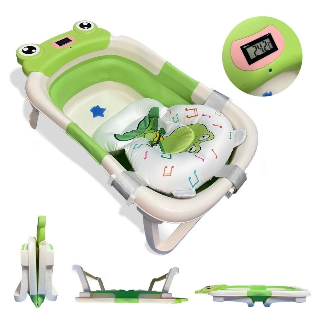 Baignoire Bébé Pliable - 75x45x25 Cm, Avec Bouchon De Vidange | PVC Épais, Isolant, Idéale Pour Douche Ou Voyage (Vert Ou Blanc) - 2