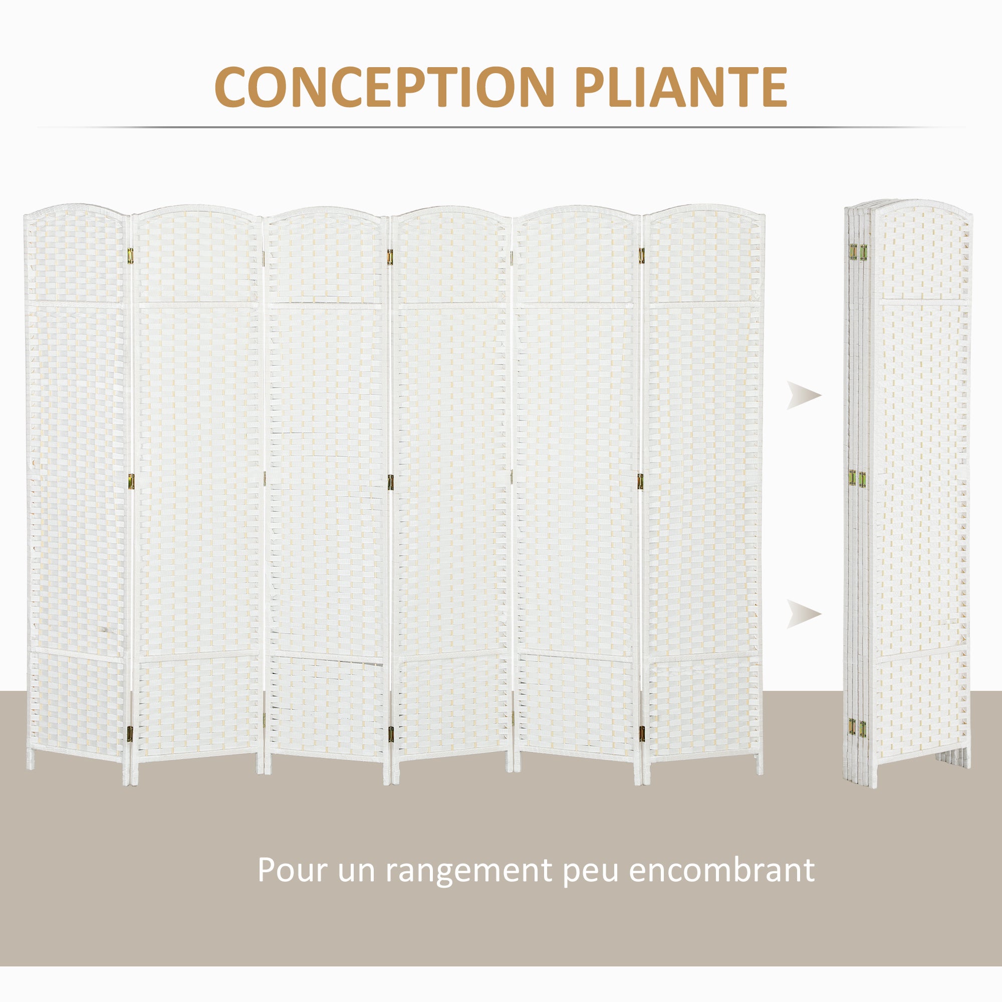 Paravent interieur bois de pin HOMCOM - 6