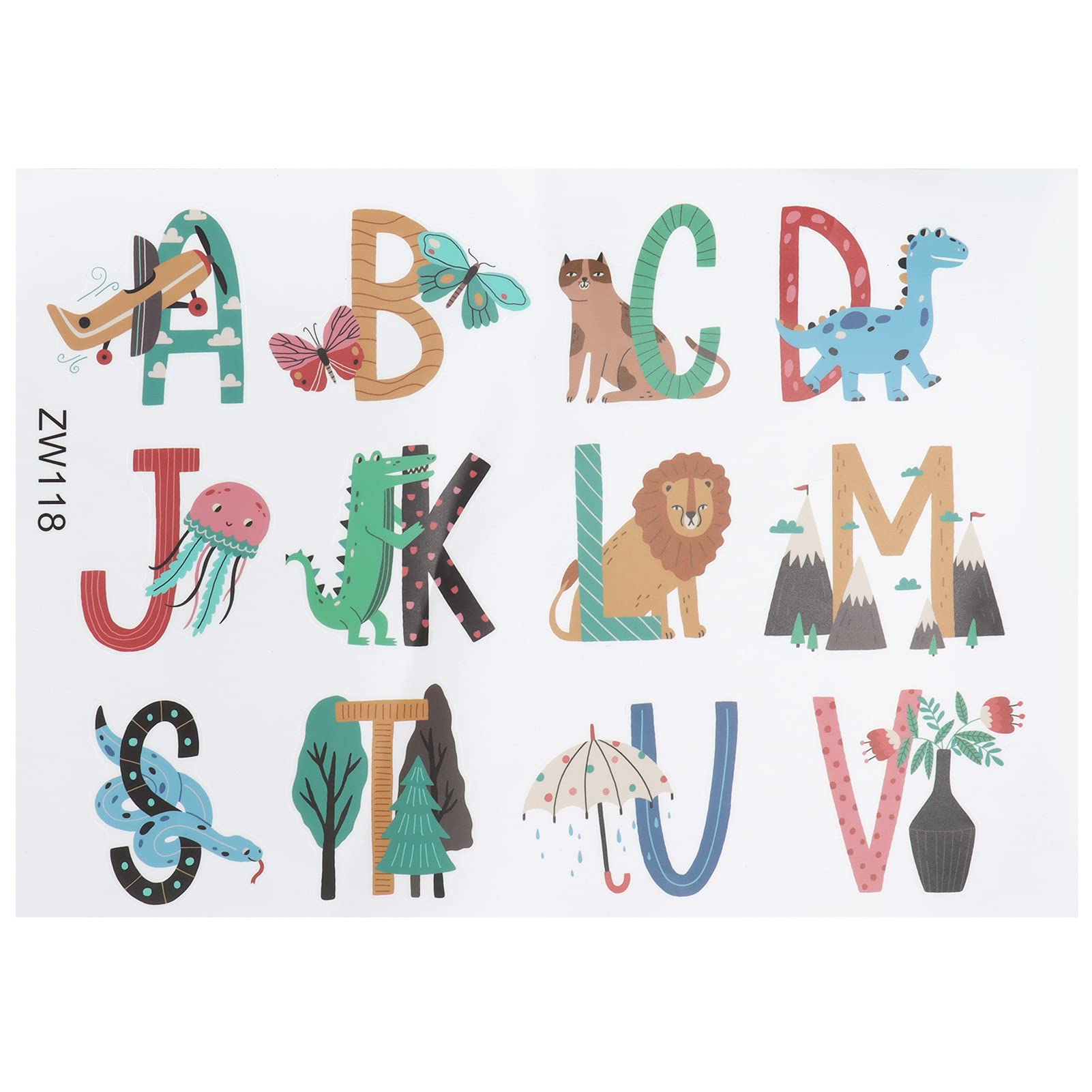 STICKERS MURAUX ANIMAUX PLANTES LETTRES ANGLAISES STICKERS MURAUX ÉDUCATIFS ET DÉCORATIFS POUR LA DÉCORATION DE CHAMBRE D'ENFANT - 5