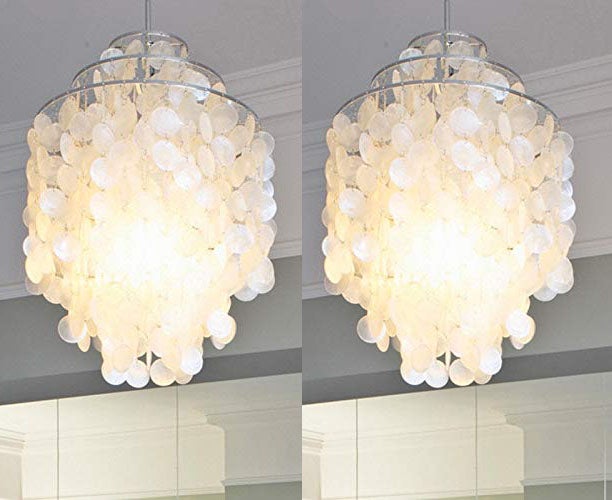 Lustre coquillage en deux parties, lustre carillon éolien romantique