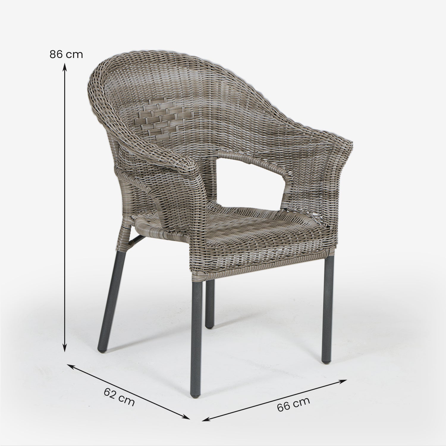 Sillón de jardín apilable de aluminio y ratán sintético gris de diseño rústico - 6