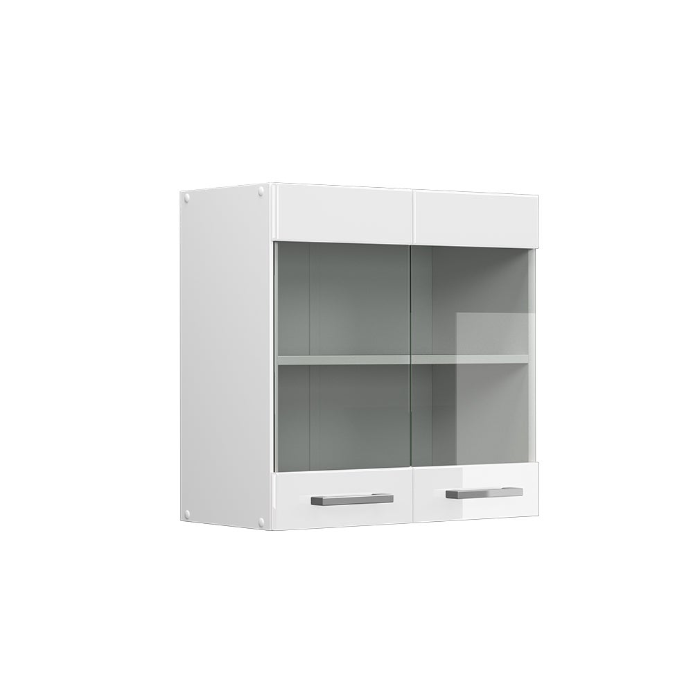 Vicco Szklana szafka kuchenna R-Line, Biały wysoki połysk, 60 cm