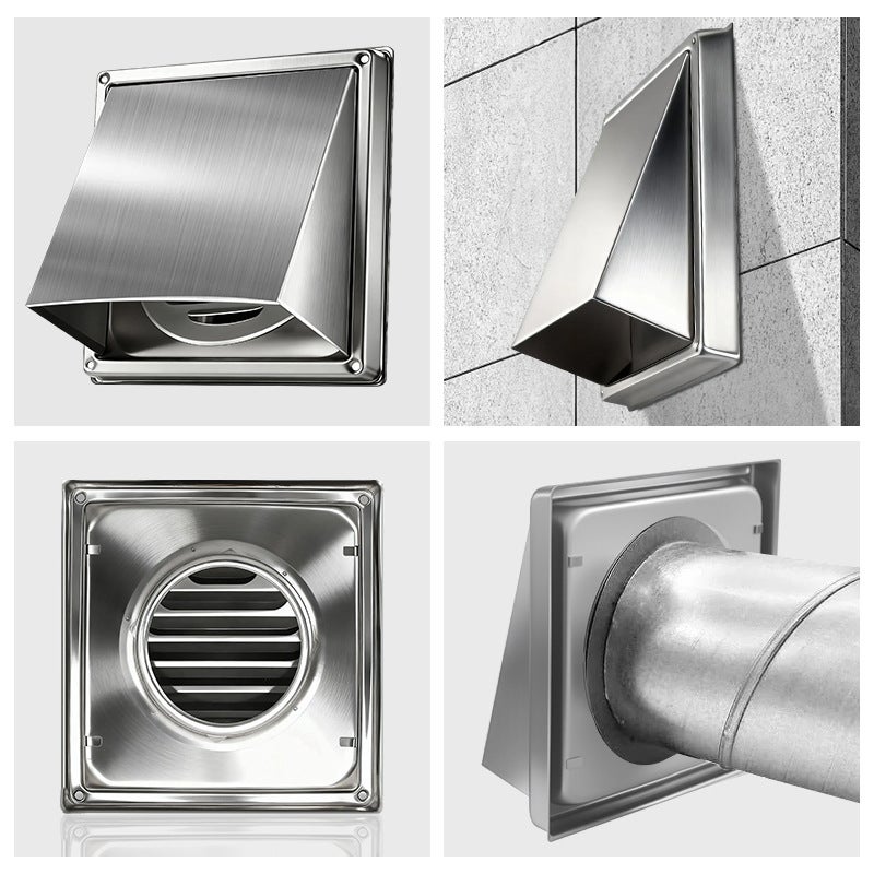 Grelha de ventilação quadrada em aço inoxidável 304, tampa à prova de chuva para parede externa, grelha de ventilação (120 mm de diâmetro) - 5