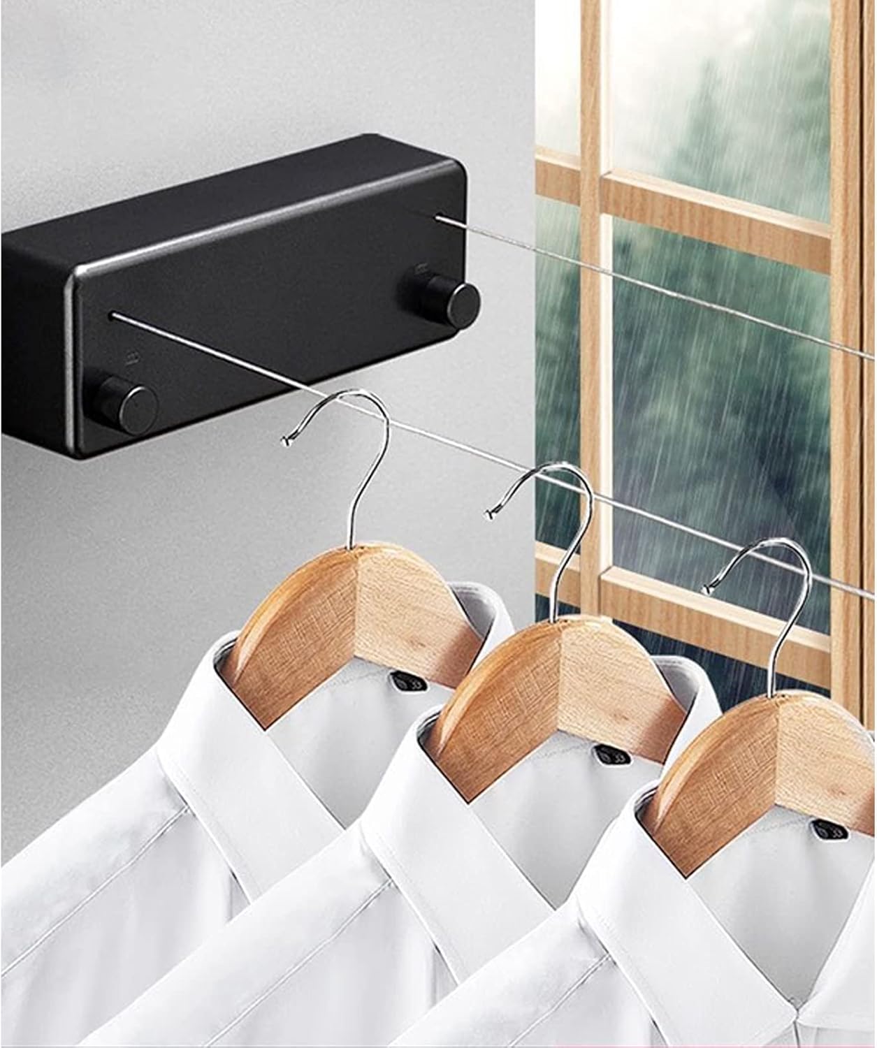 Rozkładany wieszak na ubrania, 4,2 m, z możliwością wydłużenia i regulacji, do użytku zewnętrznego (wnętrza hoteli, łazienki, balkony, ogrody).