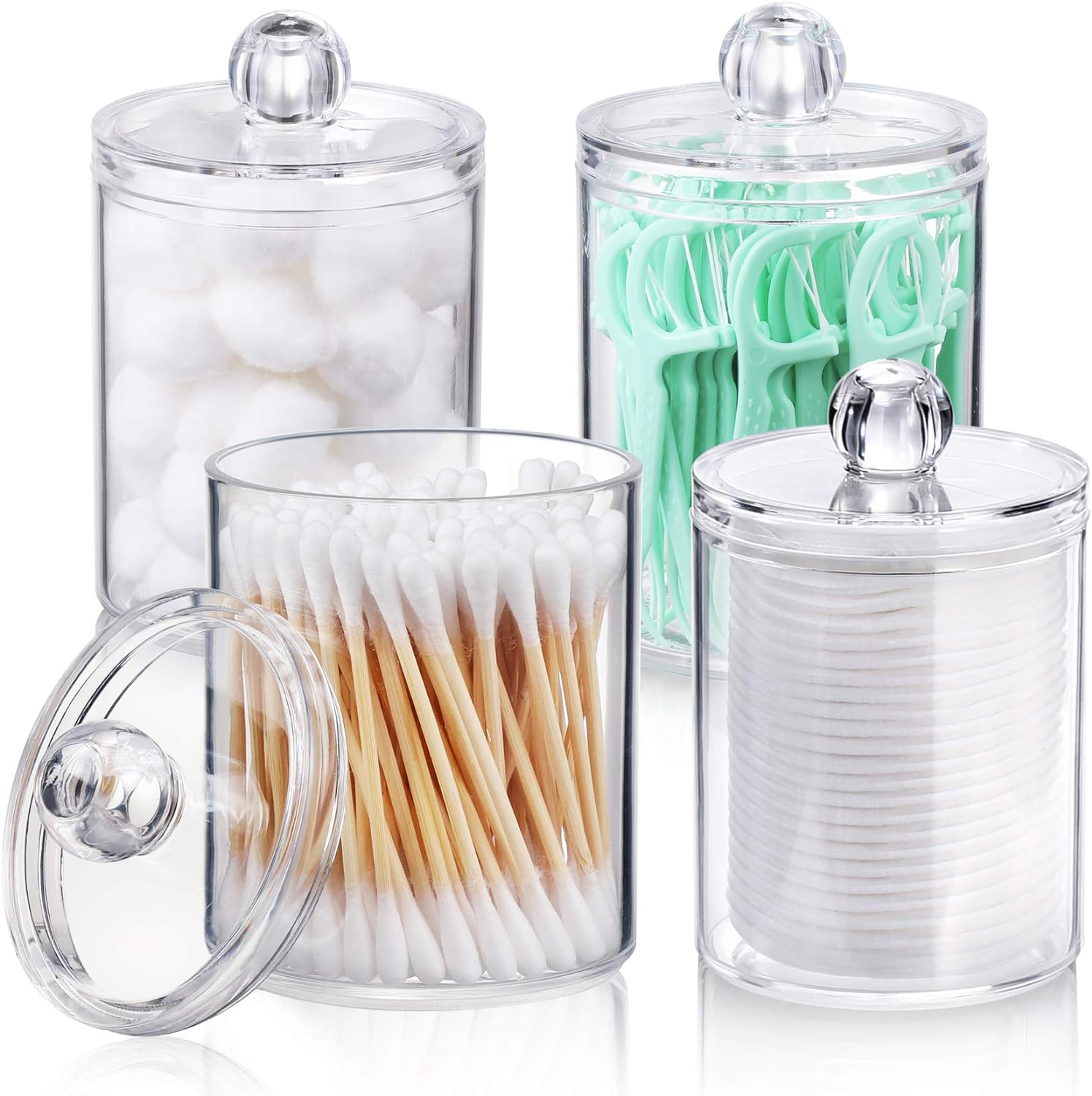 Dozownik do stempli Qtip Holder, 4 opakowania, mały przezroczysty plastikowy pojemnik do wygodnego organizera do makijażu