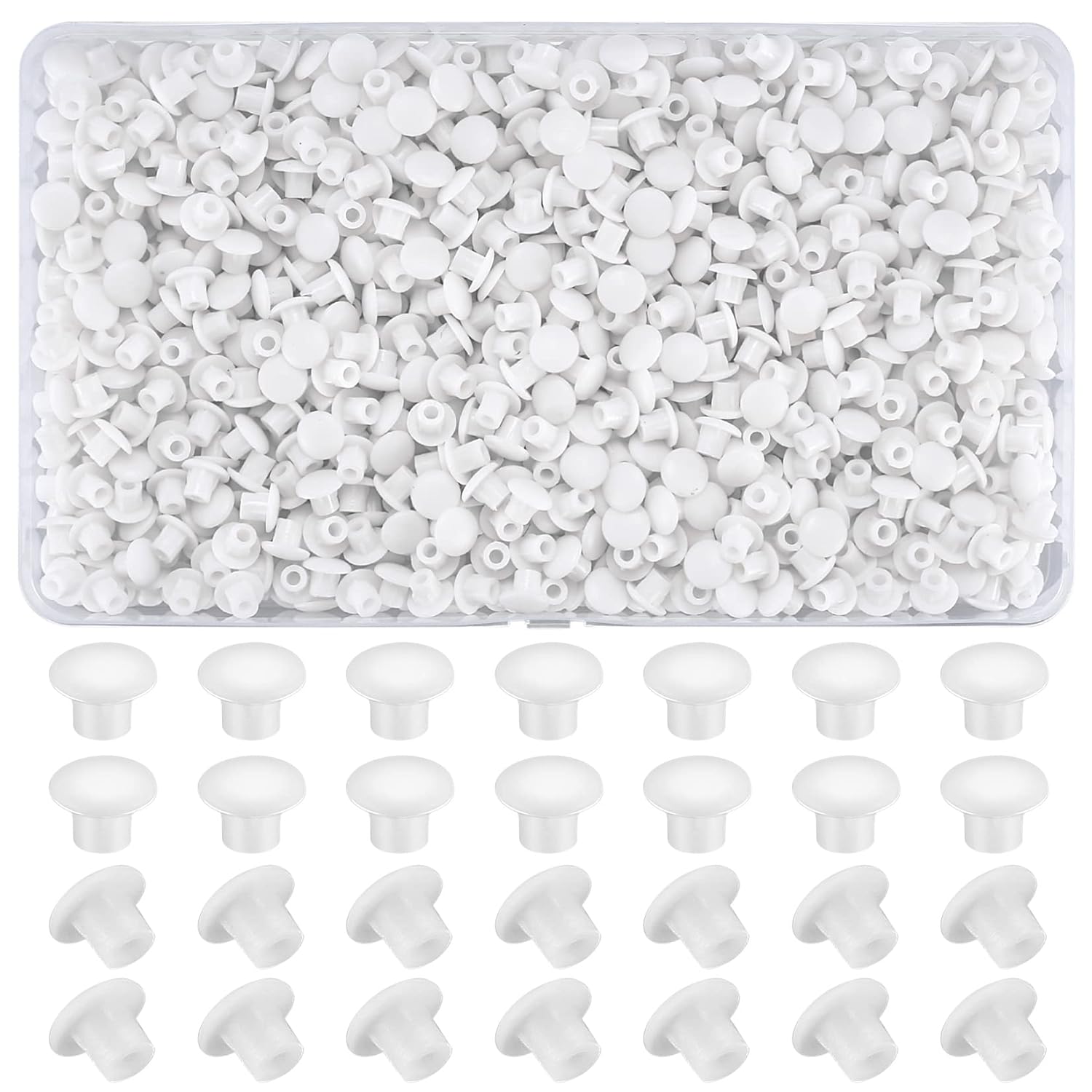 800 sztuk plastikowych zaślepek do otworów, 5 mm, białe, plastikowe, okrągłe zaślepki do otworów