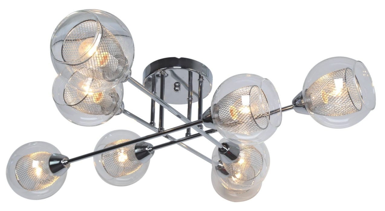 Lampa wisząca Fons chromowana przezroczysta 8xE14x40W wym: 22 x 81 x 81 cm metal Kaja