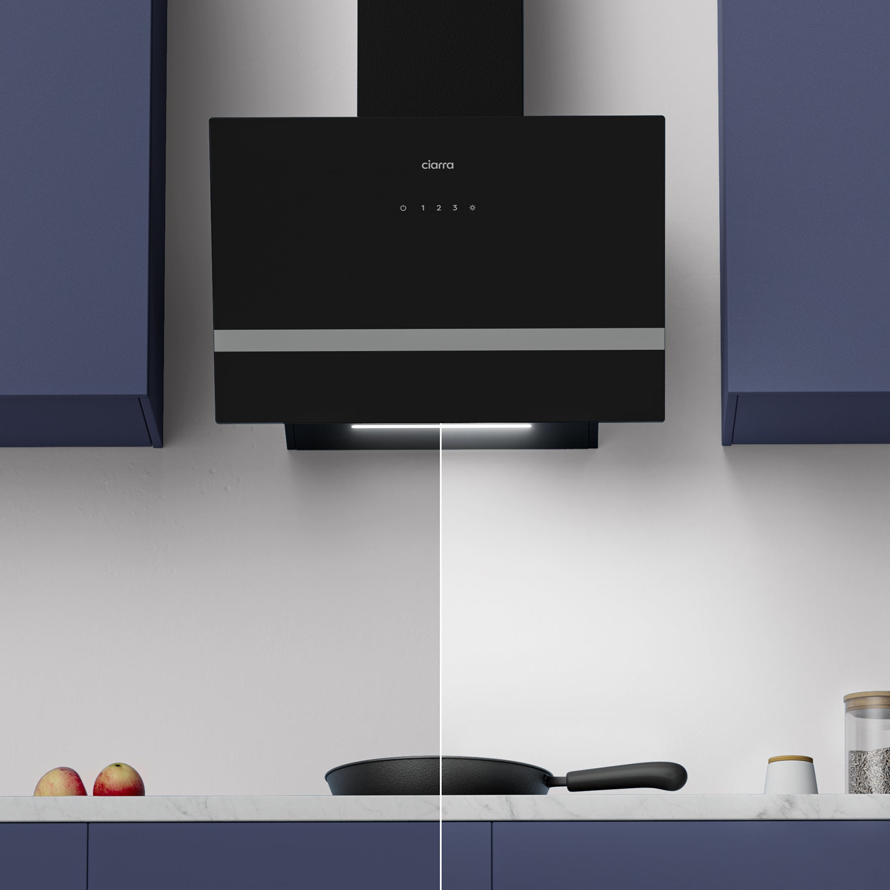 CIARRA CD6736HB Exaustor inclinado 60cm 650 m3/h 4 velocidades Boost Touch Control Vidro preto - 3