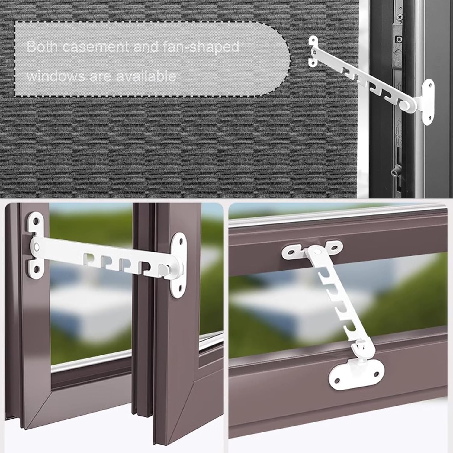 Limitatore Apertura Finestra Regolabile - Set 2 Pezzi Bianco, Fermavento Per Finestre Inclinabili - Foto 3