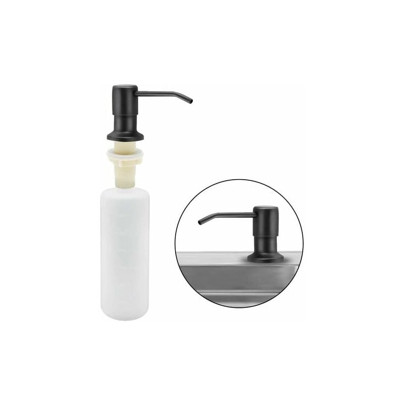 Dozownik mydła do zlewu kuchennego, wpuszczany dozownik detergentu ze stali nierdzewnej do kuchni, 350 ml