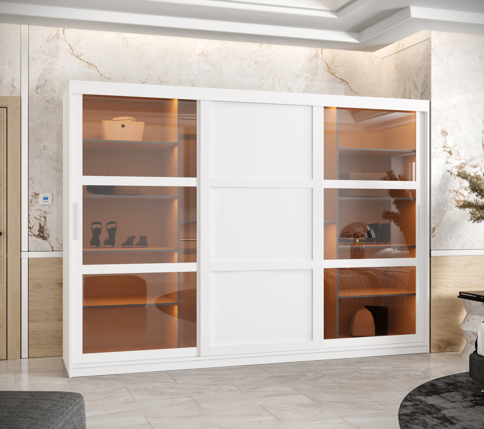 Szafa przesuwna Dome 3 250 x 62 x 200 biały - 2
