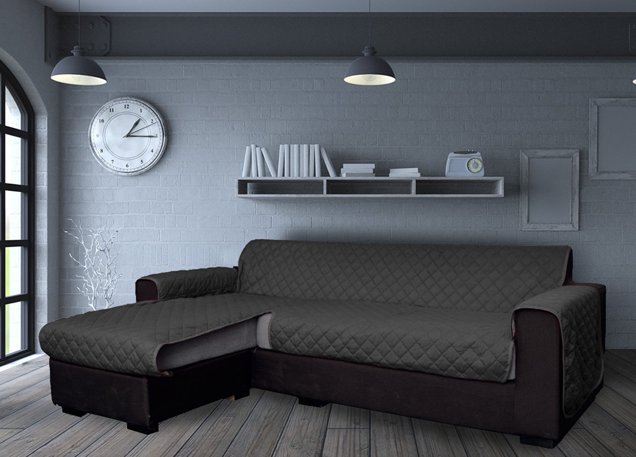 Copridivano Con Penisola Antimacchia Trapuntato Modello Star Colore Grigio Scuro 190cm Grigio Scuro - 4