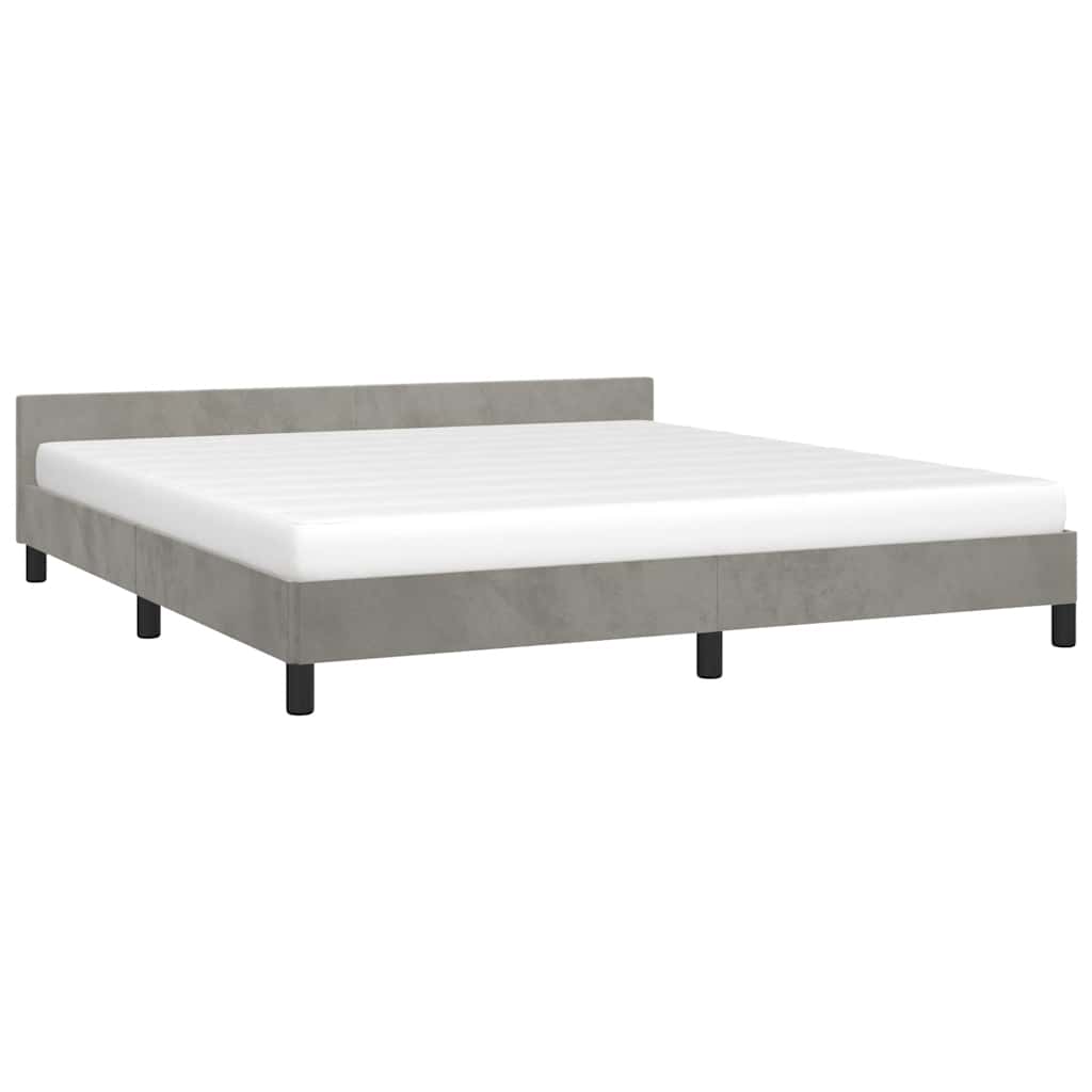 Cadre de lit sans matelas gris clair 180 x 200 cm velours - 3