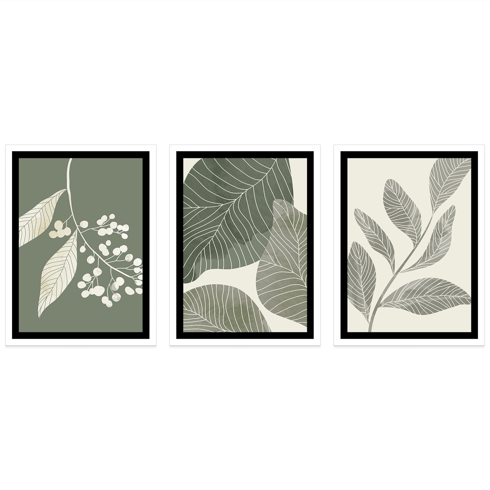 Lot de 3 Affiches / Posters Triptyque - Feuilles 3617689990811 - Photo pleine page - 3 Affiches - 30x40 cm (Cadres non fournis) - 4