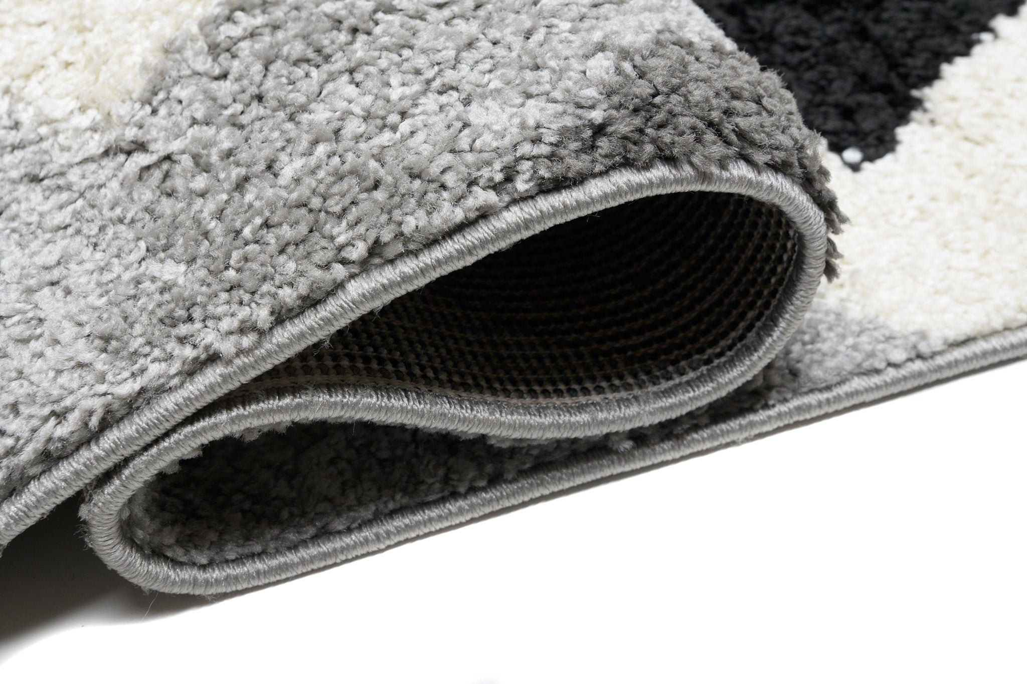 TAPISO Delhi Tapis de Salon Chambre Gris Noir Blanc Carreaux Moelleux Shaggy Super Doux Poils Longs Epais 60 x 100 cm - 3