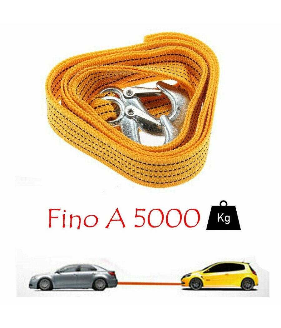 Eluck Cinghia Di Traino In Nylon Con Ganci - 2 Pezzi, 4,5 Kg, Lunghezza 4 M (13 Piedi), Capacità 2721 Kg (6000 Lbs), Per Auto, Furgoni, Emergenza Stradale - Blu - 2