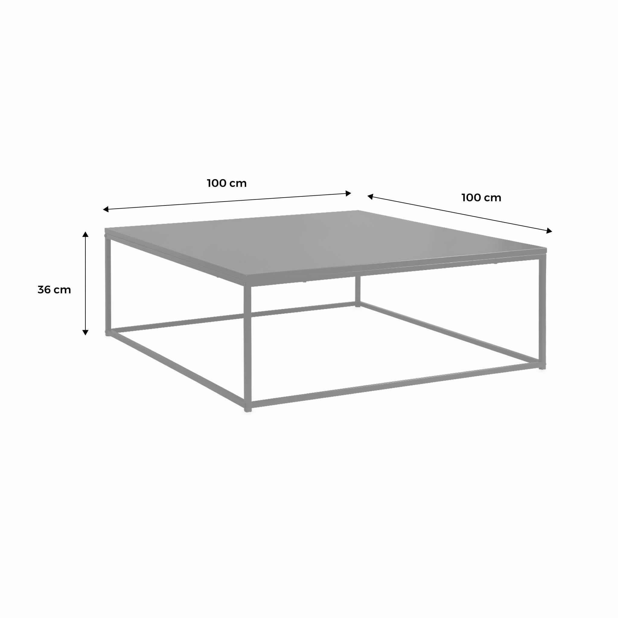 Table basse. Industrielle. structure métal noir. L 100 x l 100 x H 36cm INDUSTRIELLE - 4
