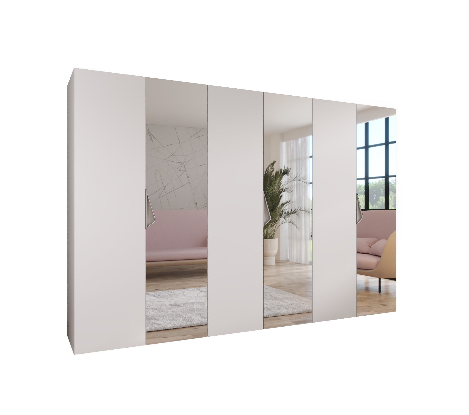 Szafa uchylna otwierana Sandi 2 300 (100x3) x 52 x 202 cm biały + u. Kaszmir Abiks Meble