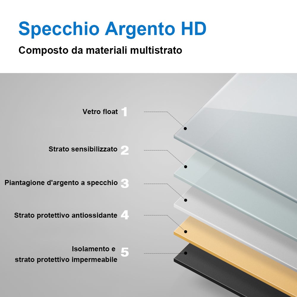 Specchio bagno rettangolare 80x60 cm con luce led, antiappannamento, touch e altoparlante bluetooth - 2