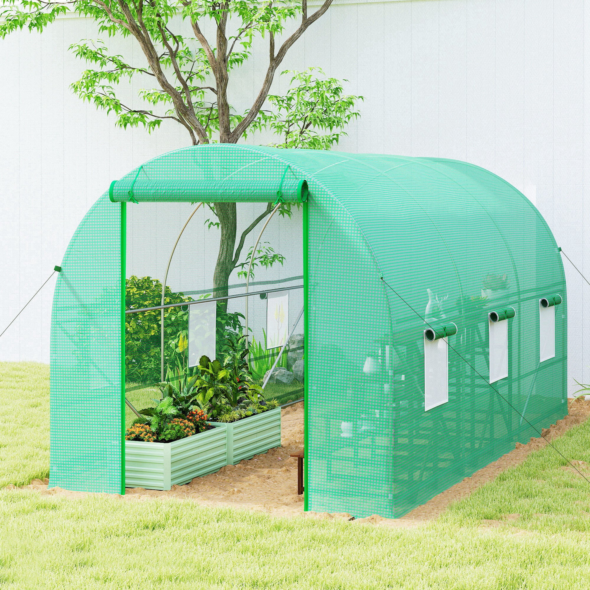 Serre tunnel de jardin PE Outsunny - 9