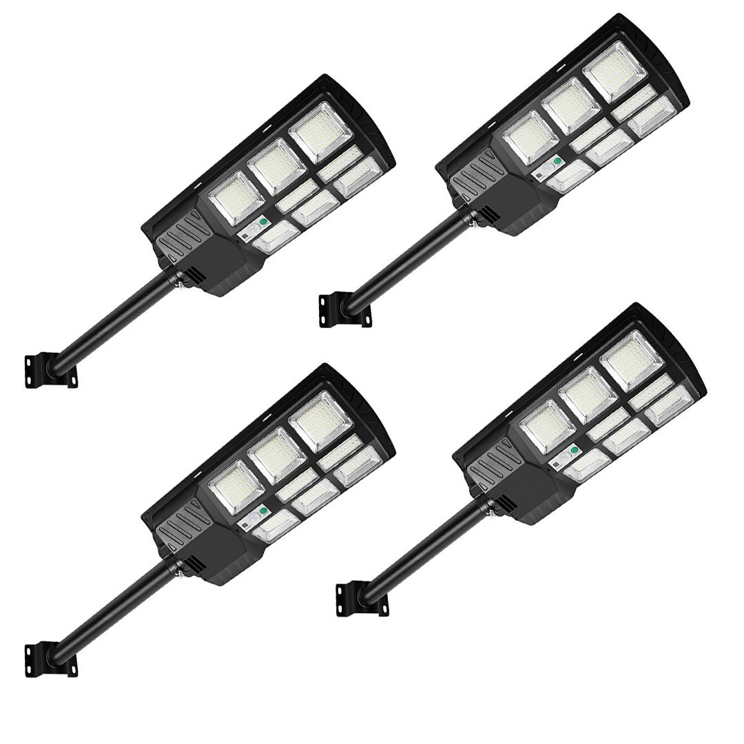 4x Zewnętrzny Kinkiet Solarny LED 300W, IP67 Wodoszczelny, 4 Tryby Oświetlenia, Czujnik Radarowy, Pilot, Oświetlenie Bezpieczeństwa
