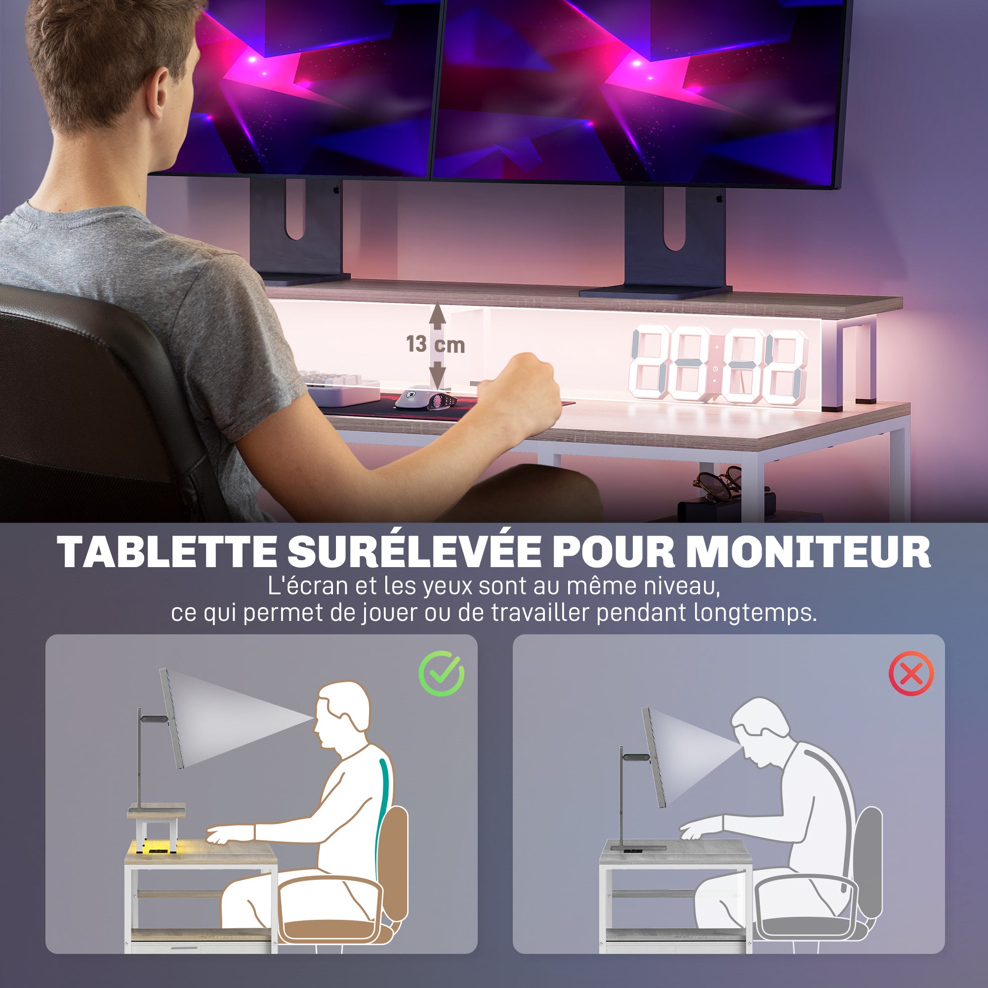 Bureau d'ordinateur panneau de particules HOMCOM - 6