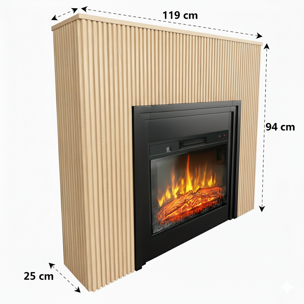 CHEMINARTE - Cheminée électrique AMBRA à Poser au Sol avec Effet Flammes LED - Chauffage 2000W - Thermostat électronique - Télécommande - 5