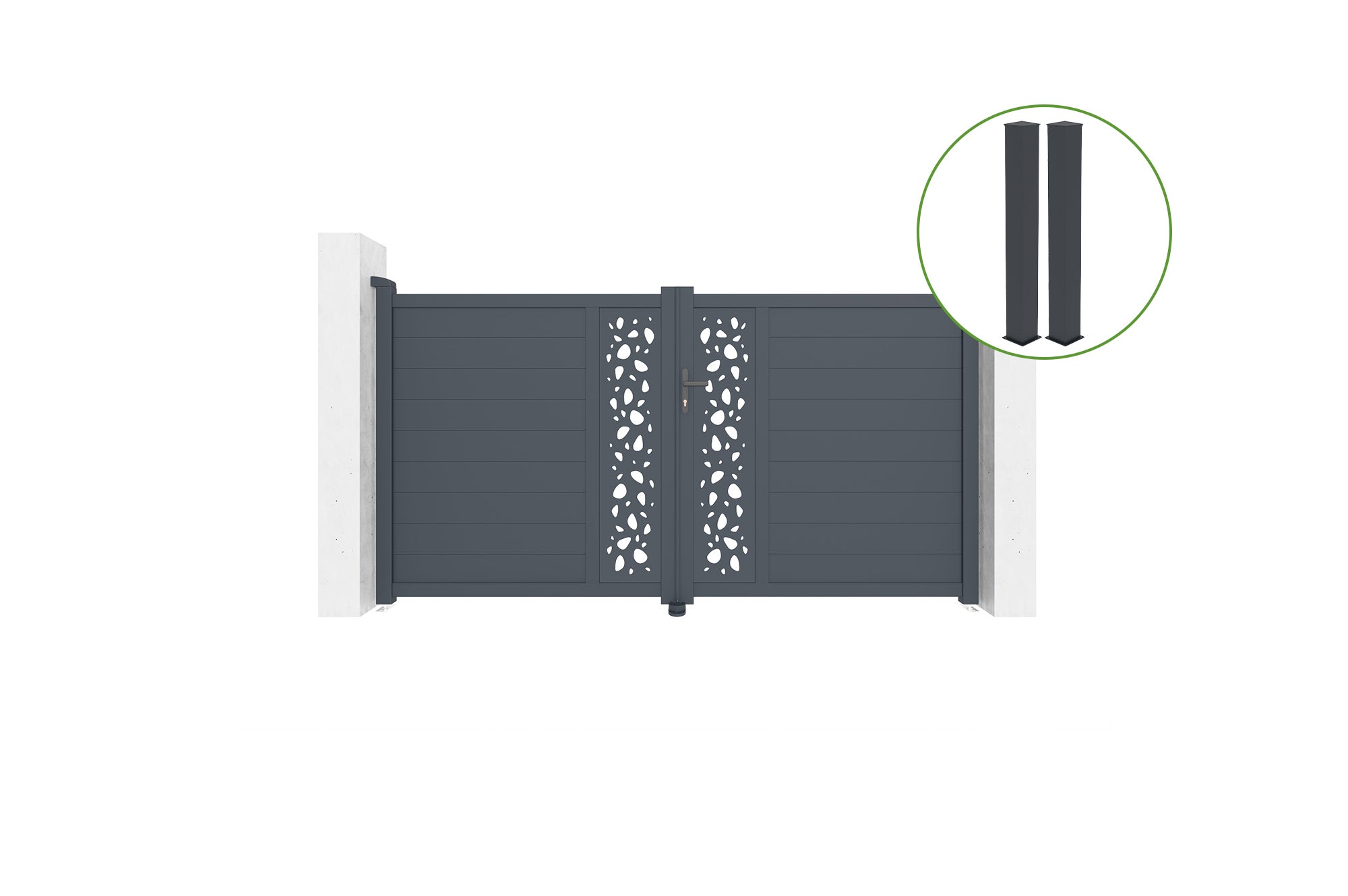 Brama skrzydłowa 3m SUNNY wys. 160cm aluminium szare + 2 słupki 20x20cm wys. 190