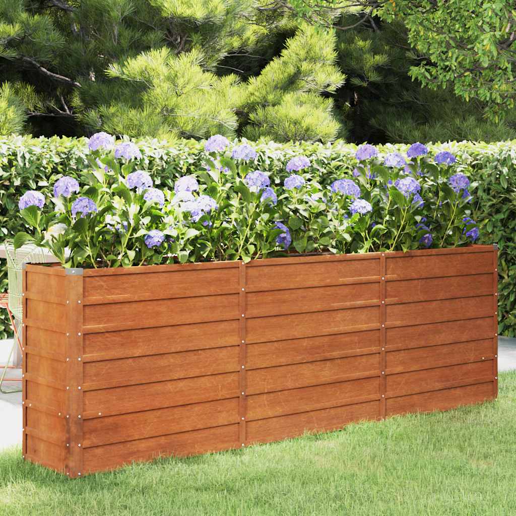 Jardinière - Lit surélevé de jardin - Pot de fleurs rouillé 240x40x77 cm acier corten Couleur évolue n1311l - 2