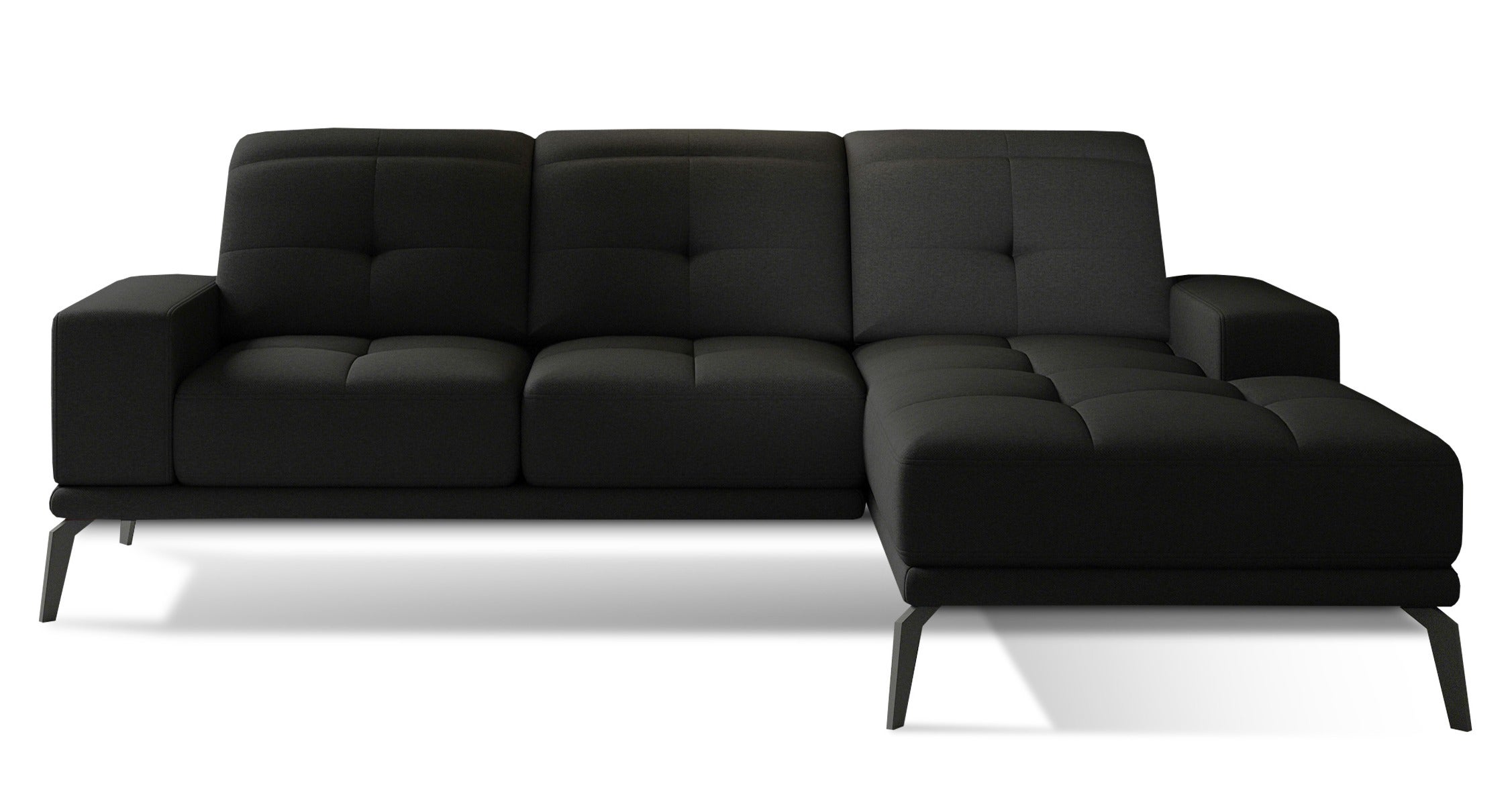 Canapé d'angle droit 5 places tissu noir Torpille 265cm | Leroy Merlin