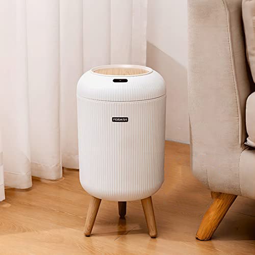 Poubelle de cuisine intelligente avec couvercle et capteur automatique, blanche, modèle haut - 4
