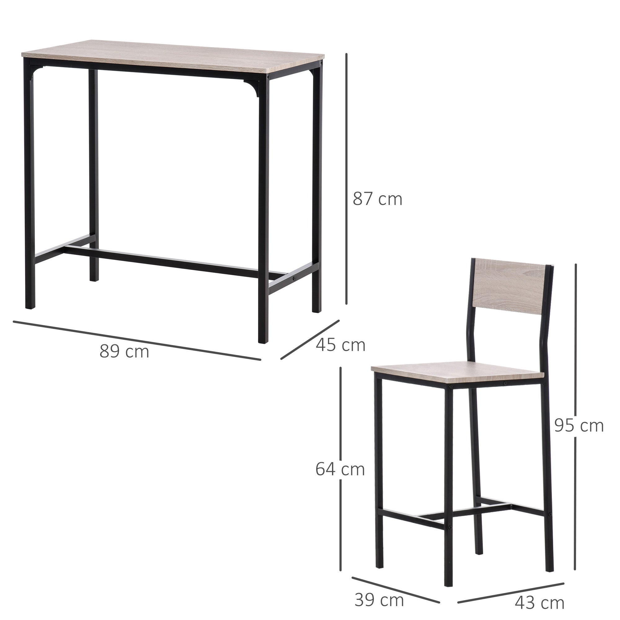 Conjunto de mesa de bar de estilo industrial con 2 taburetes ...