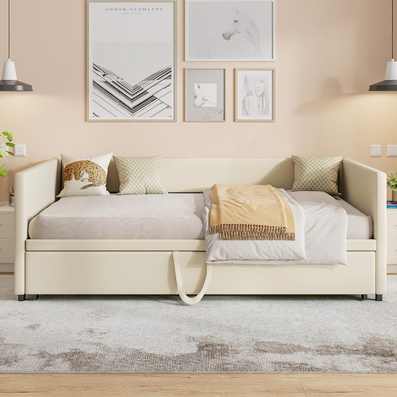 Canapé lit 90/180 x 200cm,lit 2 Places canapé, Canapé lit Convertible, Extensible,Lit de jour,Canapé-lit,Pliant,velours,beige - 2