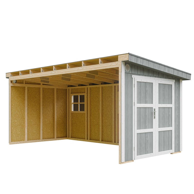 Szopa ogrodowa najwyższej jakości 11,47 m² - wys. 231 x 248 x 530 cm - bez podłogi i ścian bocznych - Timbela M940B-CAVERN STEEL