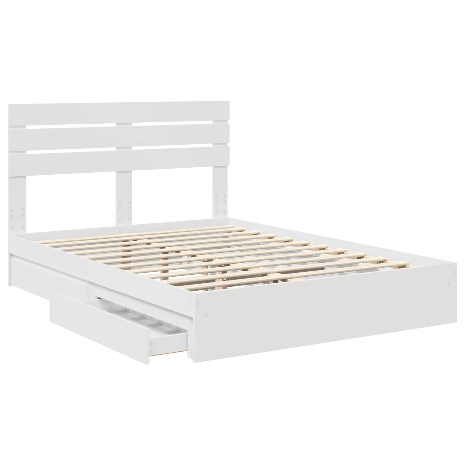 Lit de rangement blanc 160 x 200 cm panneau de bois - 5