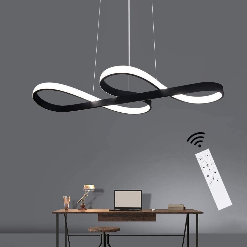 NETTLIFE Lampa wisząca LED Silikonowa Czarna Średnica 75 cm Ściemnialna Z Pilotem Nowoczesny Design Do Gabinetu Salonu Kuchni Biura 47 W - 9