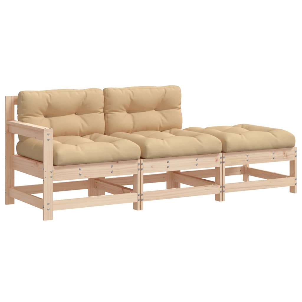Maison Exclusive - Salon de jardin 3 pcs avec coussins bois massif - 2