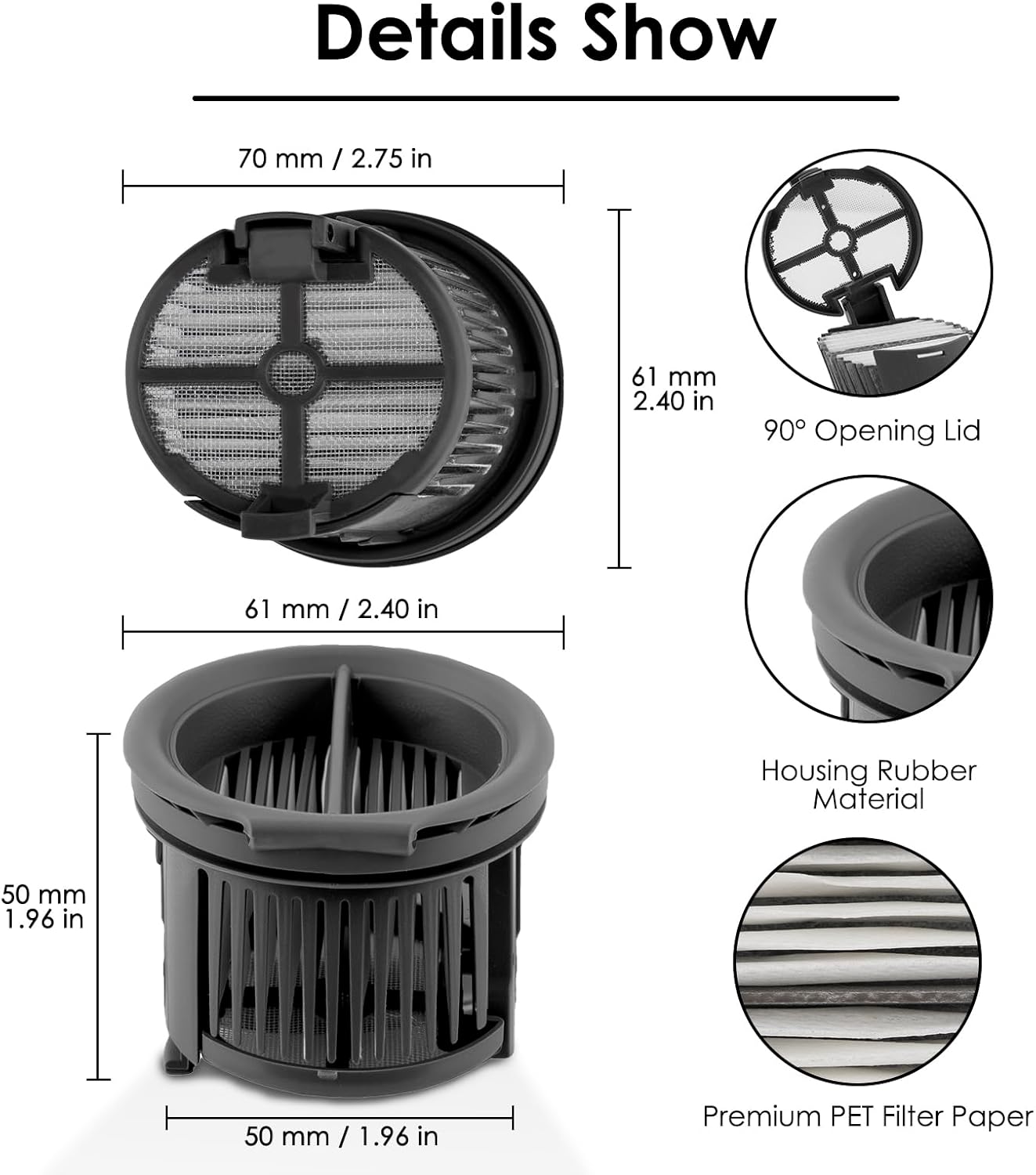 (6 pièces) H14 Pro brosses à rouleaux de rechange et filtres HEPA pour Dreame H14 aspirateur sans fil, 3 brosses à rouleau, 3 filtres HEPA - 5